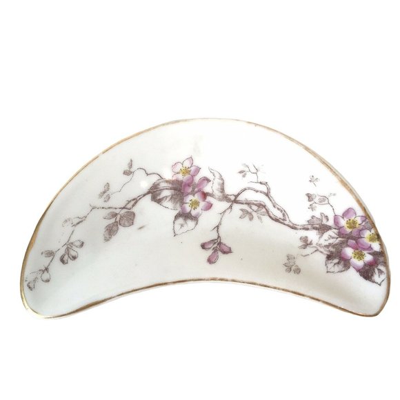 Vintage Bone Dish Set Austrian Karlsbad BBD Cherry Blossom 7" x 3.25" Porcelain - Picture 3 of 7